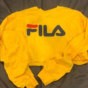 yellow cropped shirt